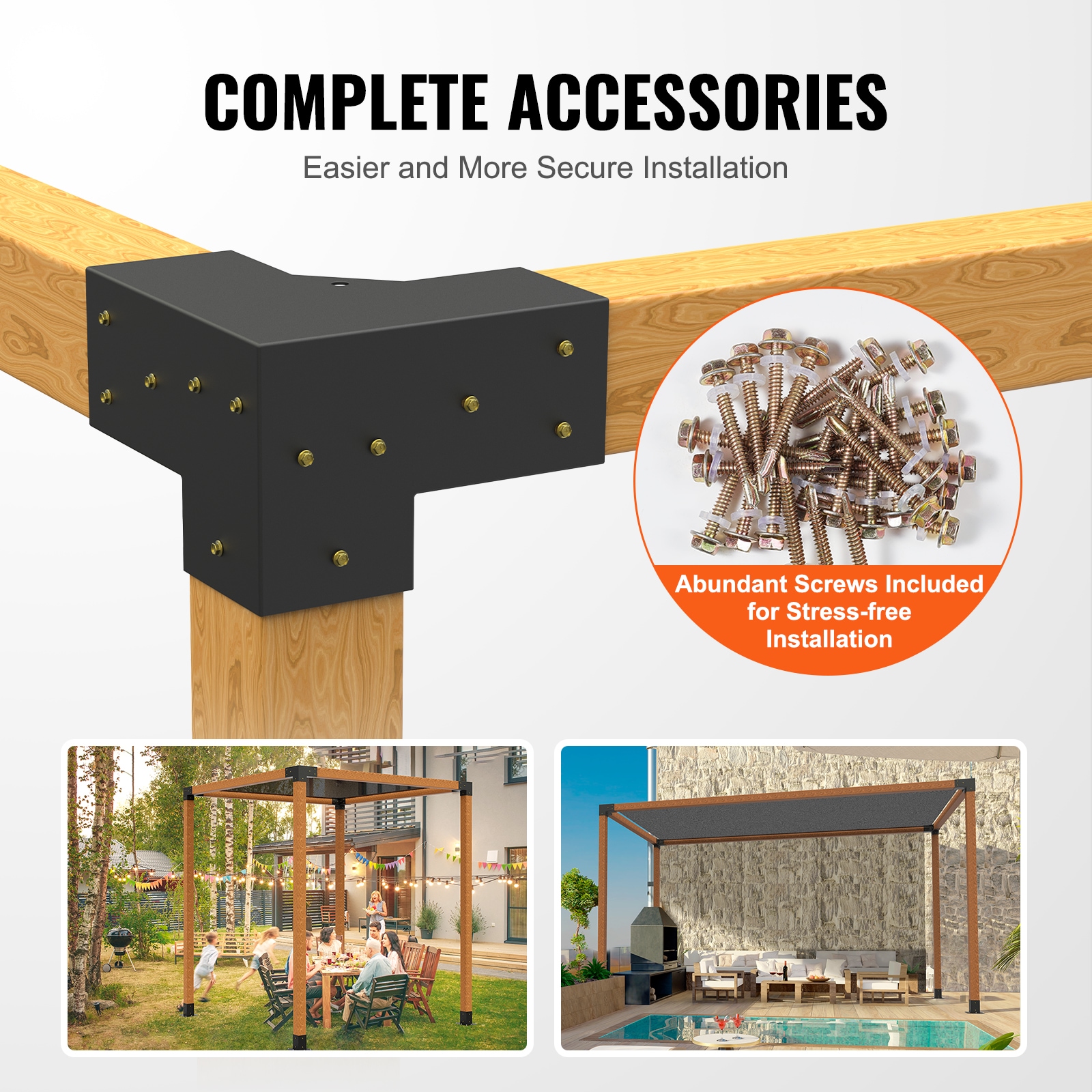 Pergola Corner Bracket Kit 3-way Heavy Duty Post Base For Woodworks_voghion.com